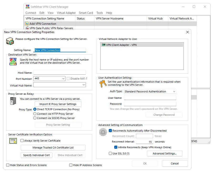 Настройка VPN Gate Client