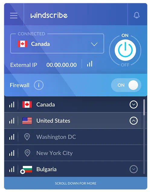 Работа с Windscribe VPN