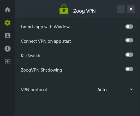 Настройки ZoogVPN для ПК