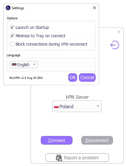 Настройки BroVPN