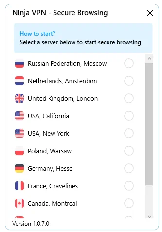 Настройки NinjaVPN