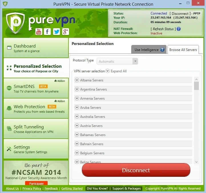 Настройки PureVPN