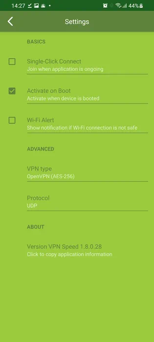 Настройки VPN Speed