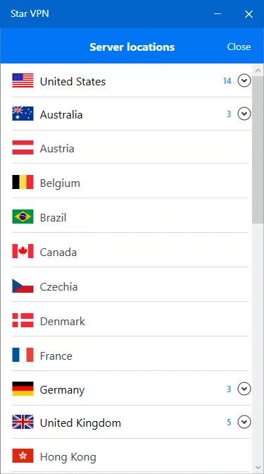 Серверы Star VPN