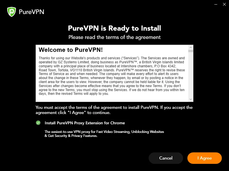 Установка PureVPN