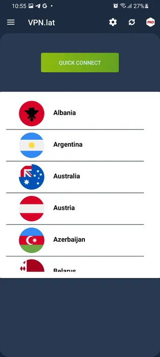 Выбор сервера VPN lat